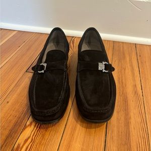 Black Suede Ferragamo Loafers